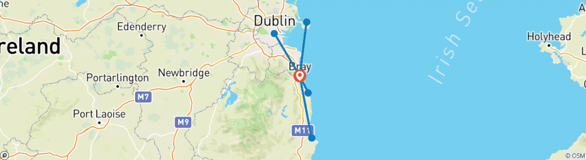 Image d'une carte montrant l'itinéraire du circuit