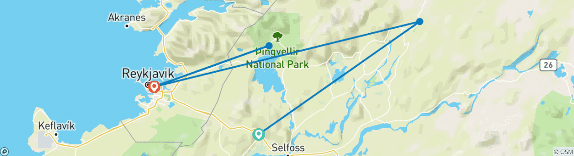 Image d'une carte montrant l'itinéraire du circuit