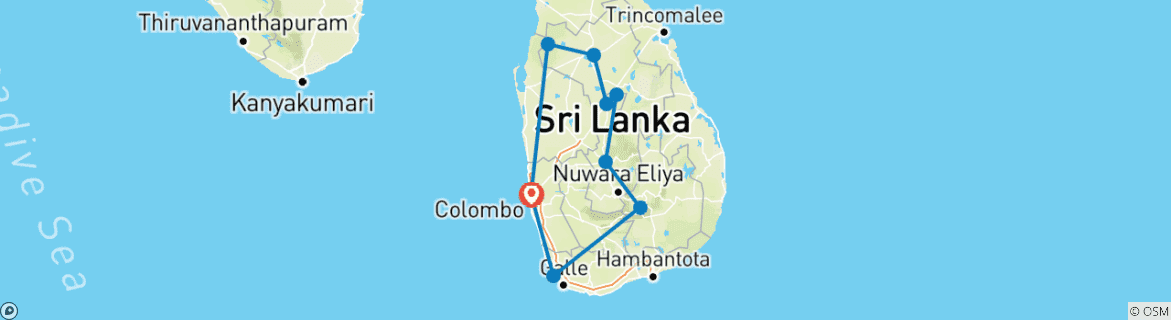 Karte mit der Reiseroute