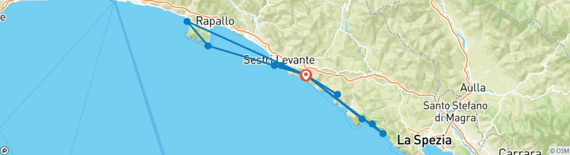Carte du circuit Randonnée dans les Cinque Terre (8 jours)
