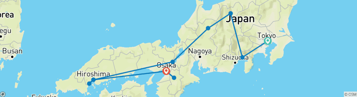 Karte von Japan - am Gipfel des Fuji (14 Tage)