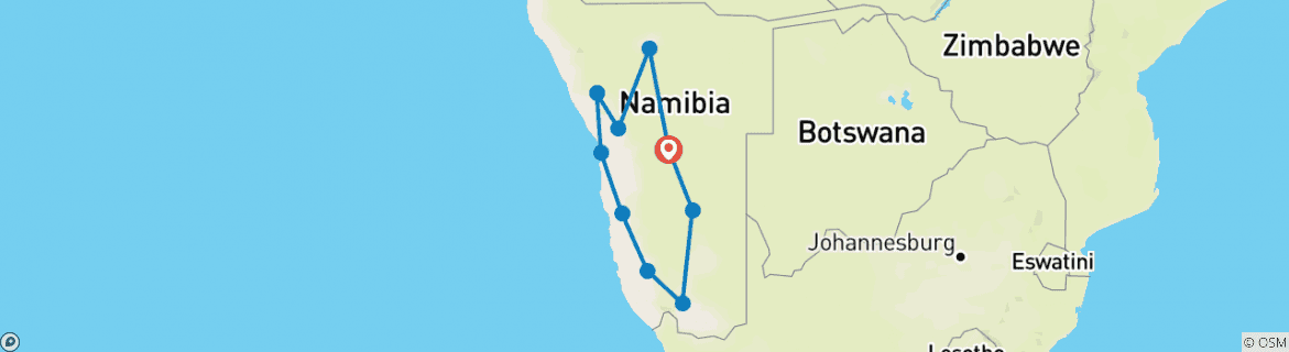 Karte mit der Reiseroute