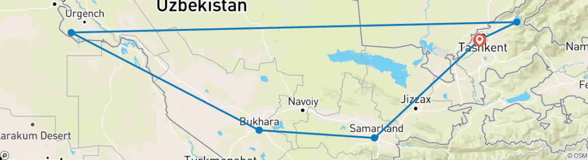 Karte mit der Reiseroute