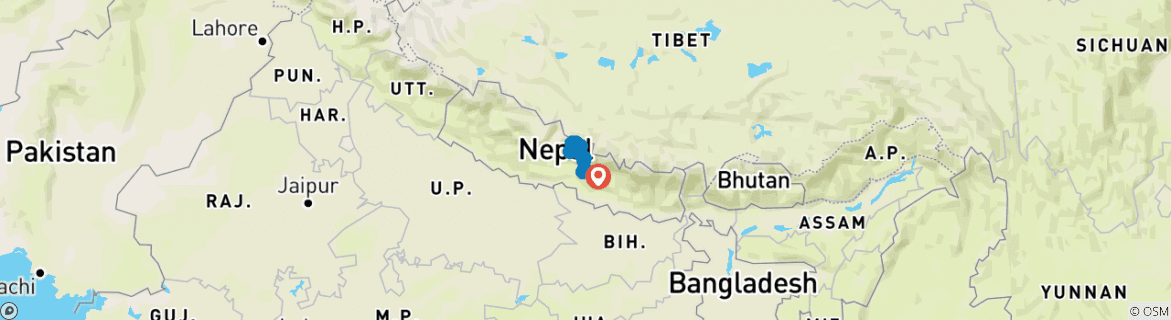 Foto van een kaart met de route van de rondreis