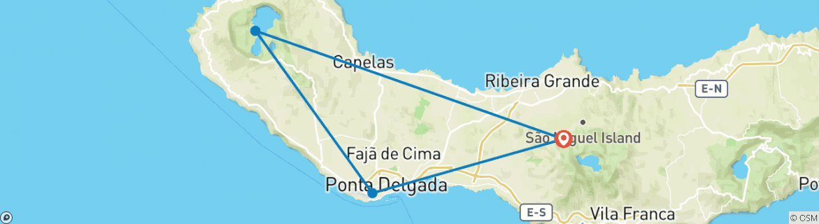 Foto van een kaart met de route van de rondreis