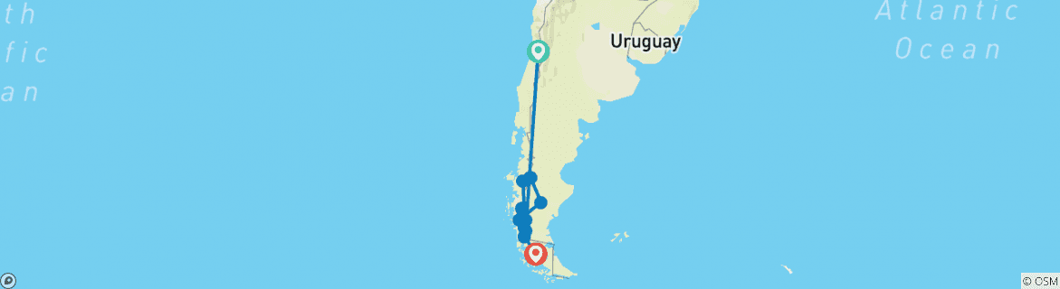 Image d'une carte montrant l'itinéraire du circuit