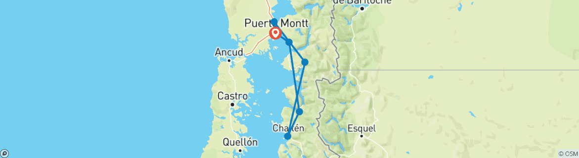 Karte von Selbstfahrerreise Chile - Nationalpark Pumalin (7 Tage)