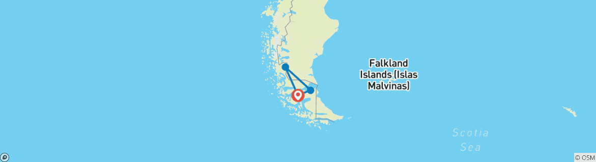 Karte von Selbstfahrerreise Chile - El Patagón (7 Tage)