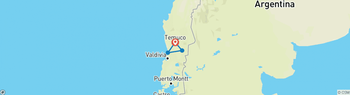 Karte von Selbstfahrerreise Chile - Geheimnisse der Araucanía (7 Tage)