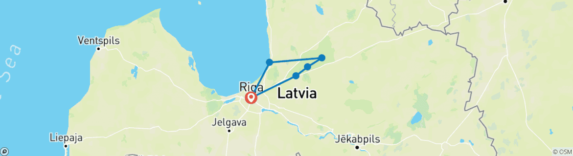 Karte mit der Reiseroute
