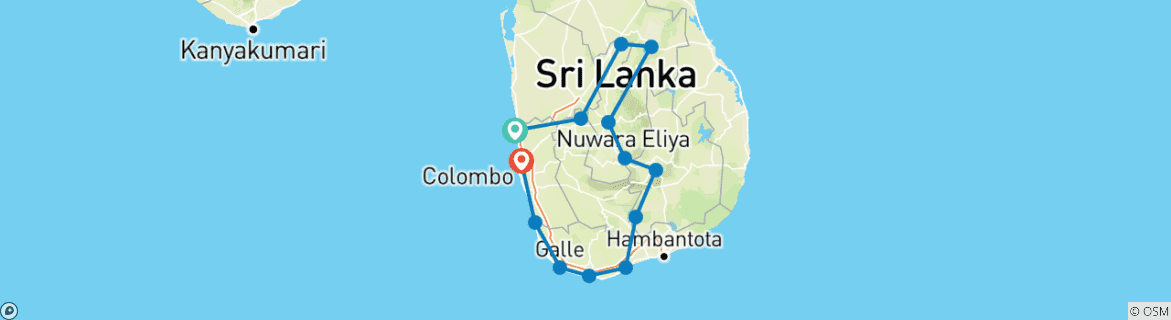 Image d'une carte montrant l'itinéraire du circuit