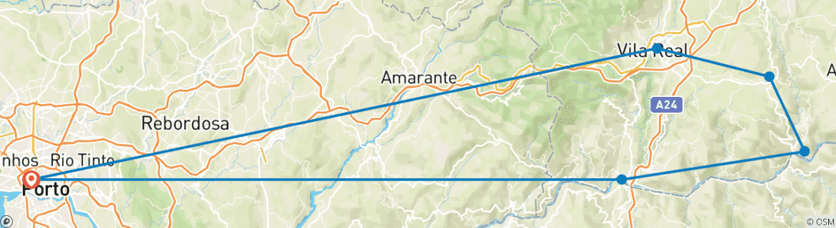 Image d'une carte montrant l'itinéraire du circuit