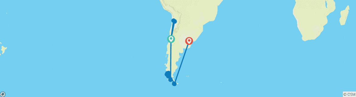 Karte mit der Reiseroute