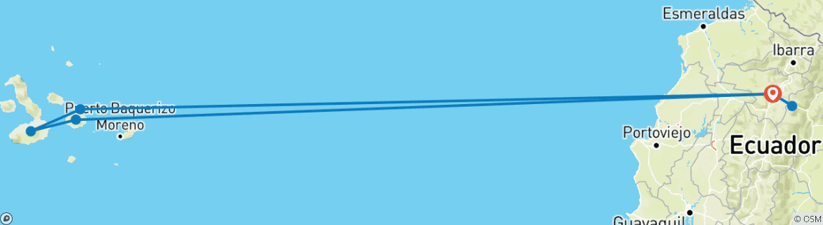 Image d'une carte montrant l'itinéraire du circuit