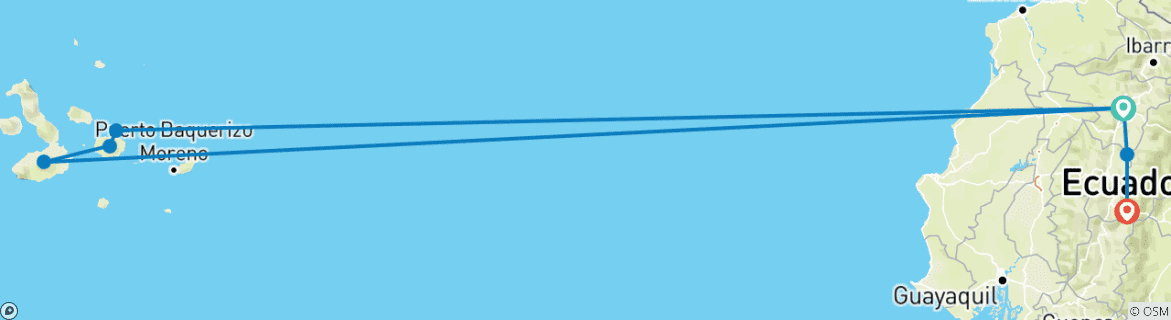 Image d'une carte montrant l'itinéraire du circuit