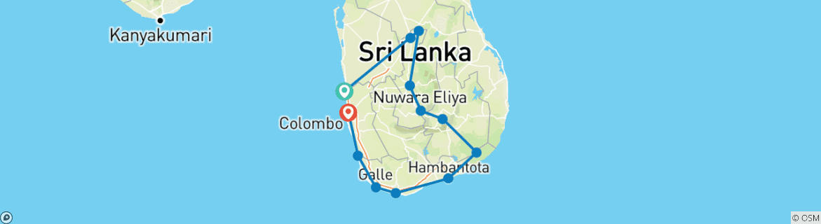 Karte mit der Reiseroute