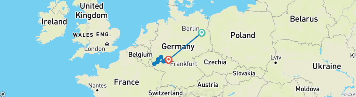 Karte mit der Reiseroute
