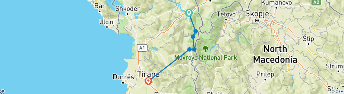 Image d'une carte montrant l'itinéraire du circuit