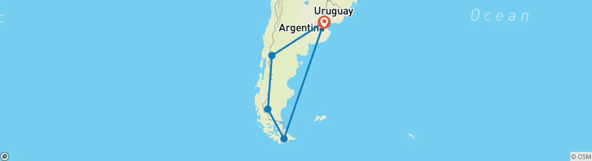 Image d'une carte montrant l'itinéraire du circuit