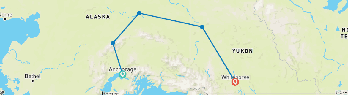 Image d'une carte montrant l'itinéraire du circuit