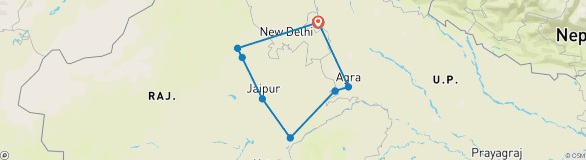 Karte mit der Reiseroute