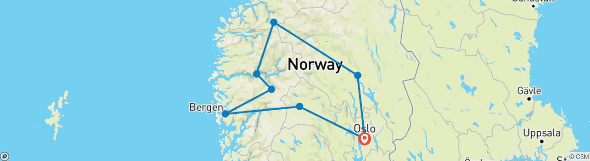 Image d'une carte montrant l'itinéraire du circuit