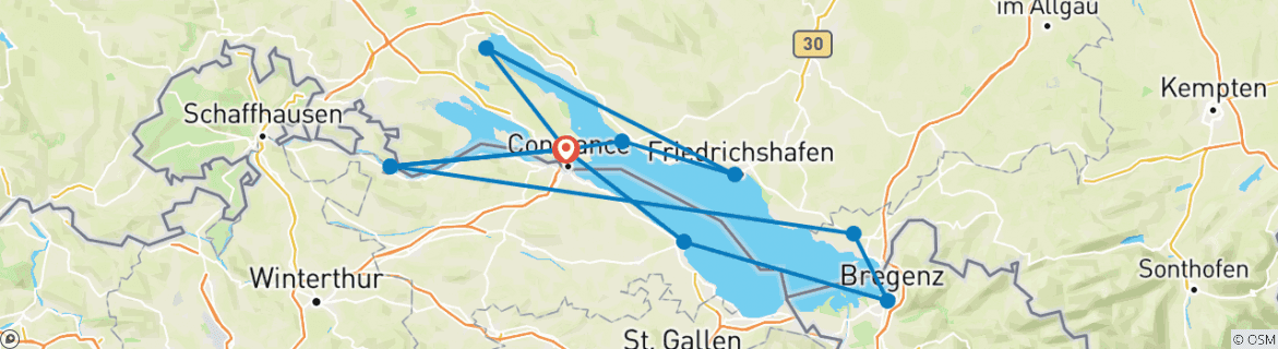 Karte mit der Reiseroute