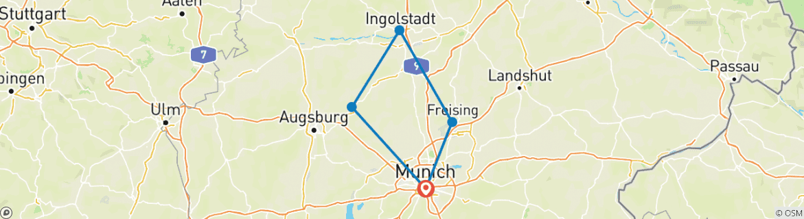Karte mit der Reiseroute