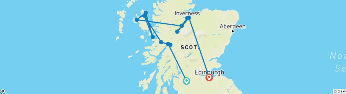 Foto van een kaart met de route van de rondreis