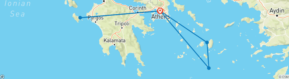 Karte mit der Reiseroute