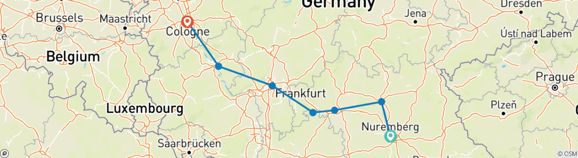 Karte mit der Reiseroute