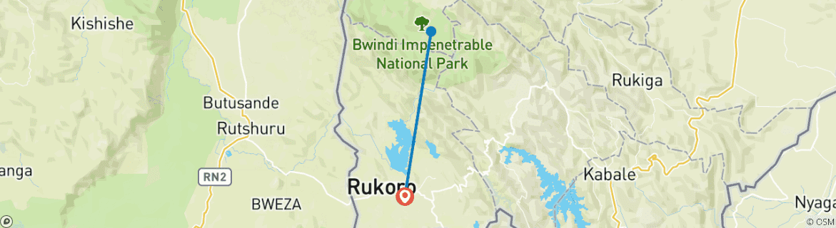 Image d'une carte montrant l'itinéraire du circuit