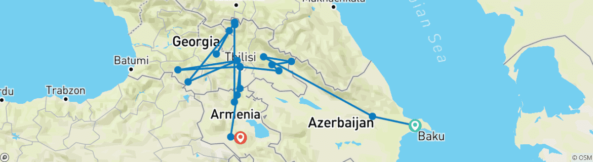 Image d'une carte montrant l'itinéraire du circuit