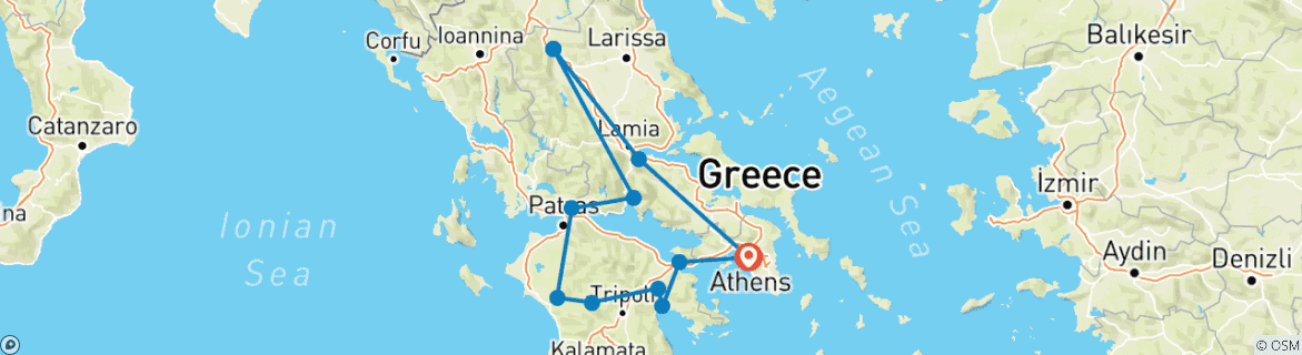 Image d'une carte montrant l'itinéraire du circuit
