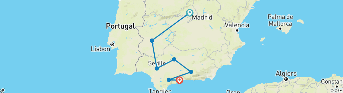 Image d'une carte montrant l'itinéraire du circuit