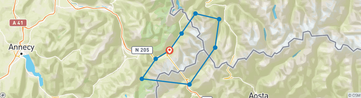 Karte mit der Reiseroute