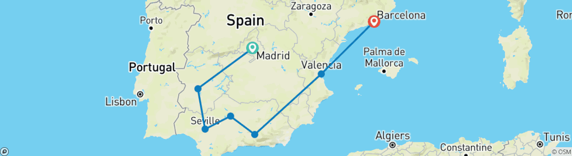 Image d'une carte montrant l'itinéraire du circuit