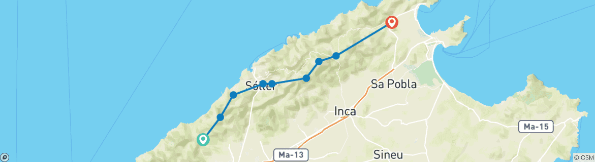 Image d'une carte montrant l'itinéraire du circuit