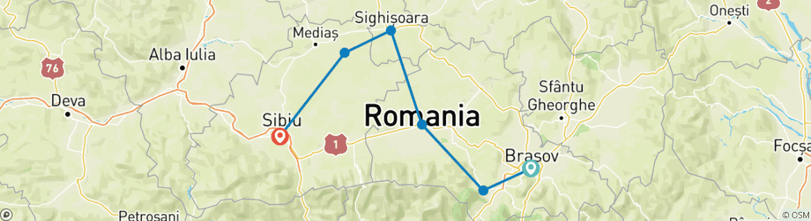 Image d'une carte montrant l'itinéraire du circuit