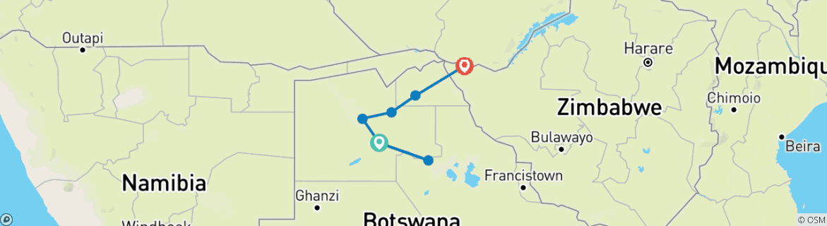 Karte mit der Reiseroute
