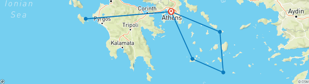 Foto van een kaart met de route van de rondreis