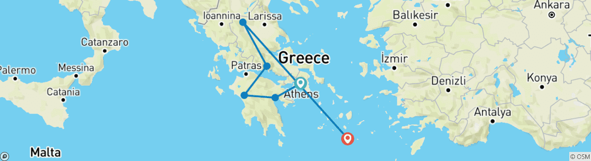 Image d'une carte montrant l'itinéraire du circuit