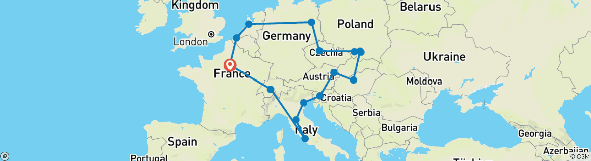 Karte mit der Reiseroute