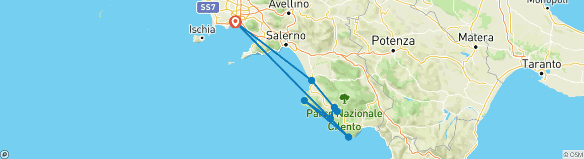 Karte mit der Reiseroute