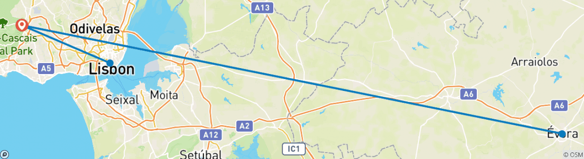 Karte mit der Reiseroute