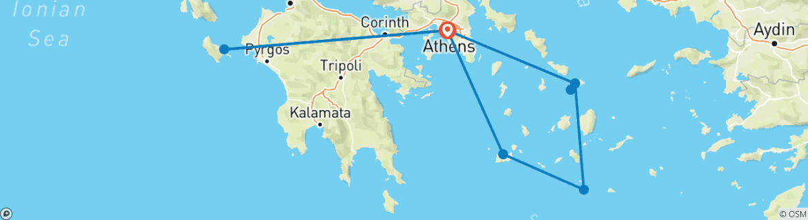 Foto van een kaart met de route van de rondreis