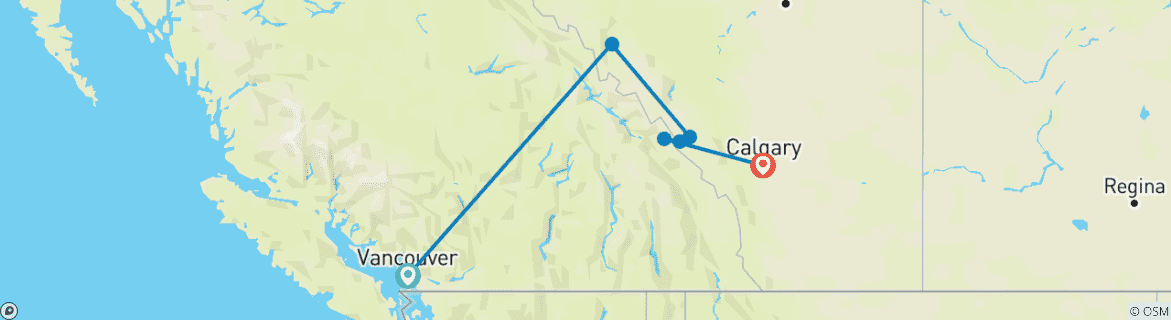 Image d'une carte montrant l'itinéraire du circuit