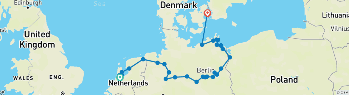 Foto van een kaart met de route van de rondreis
