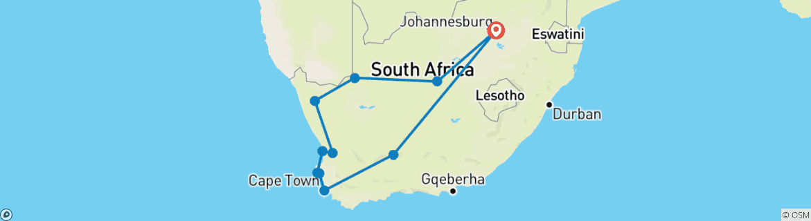 Image d'une carte montrant l'itinéraire du circuit