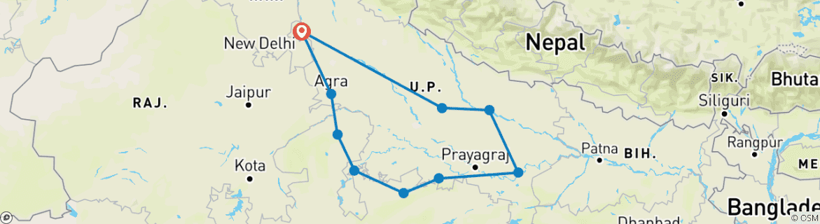 Imagen de un mapa que muestra la ruta del circuito